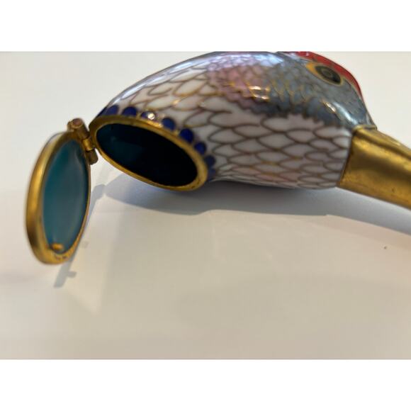Vintage Cloisonne Trinket Box Bird Head Duck - Picture 6 of 7